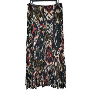Rafael Long Crinkle Skirt Lined Bright Print Elastic Waist Women's Size Large